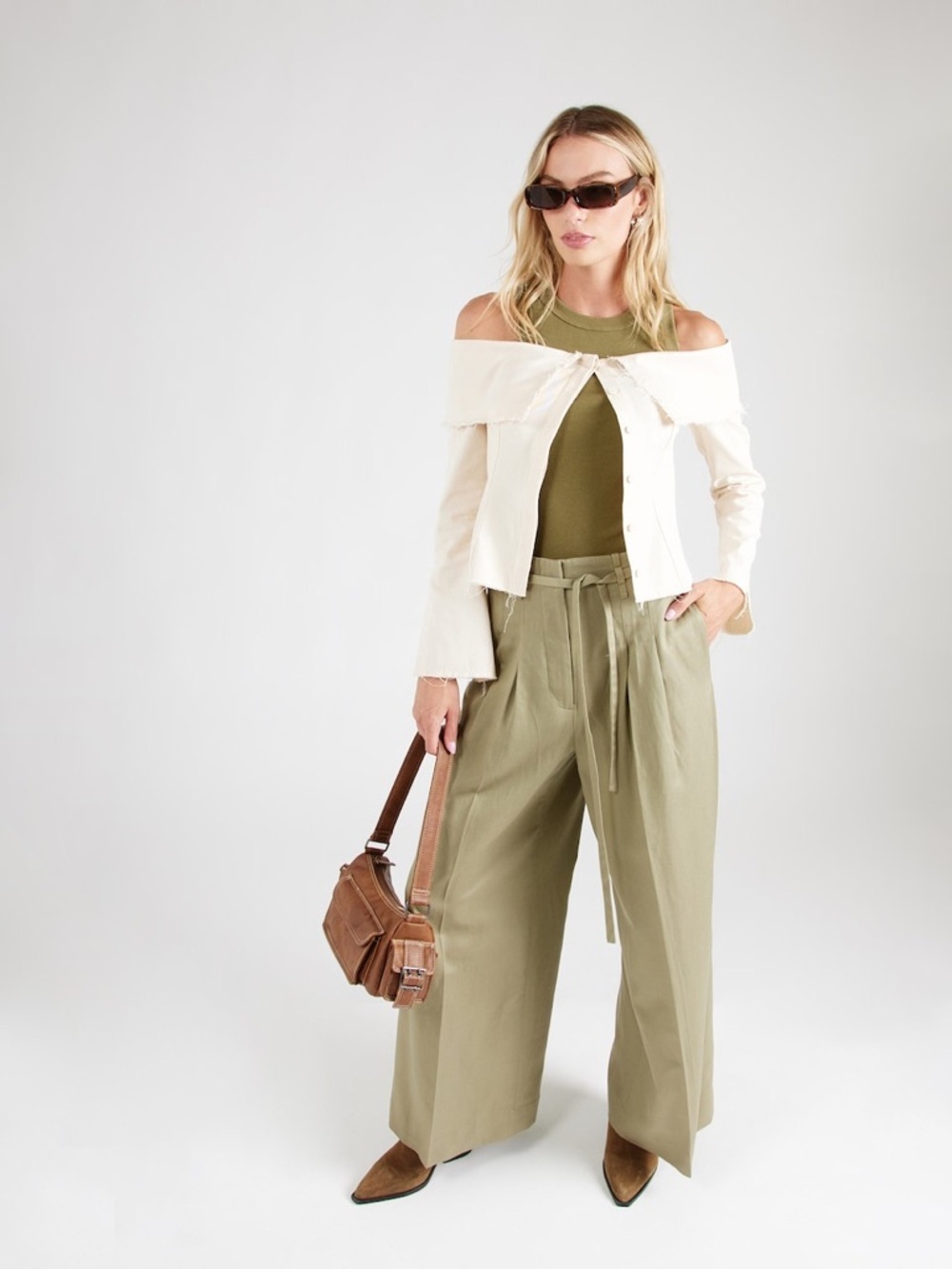 & Other Stories Wide leg Pleat-Front Trouser Pants size 8 chic minimalist retro
